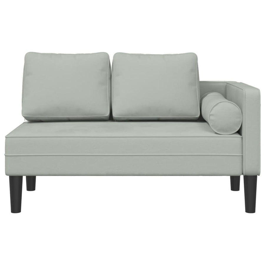 Chaise longue met kussens fluweel lichtgrijs