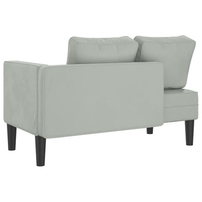 Chaise longue met kussens fluweel lichtgrijs