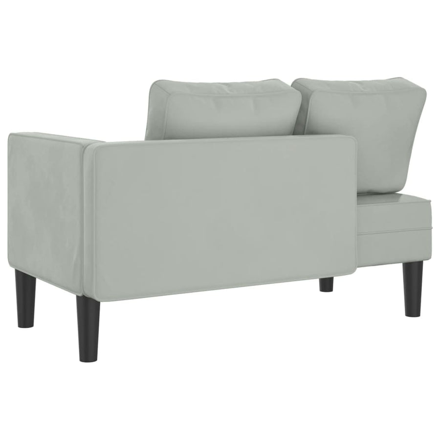Chaise longue met kussens fluweel lichtgrijs
