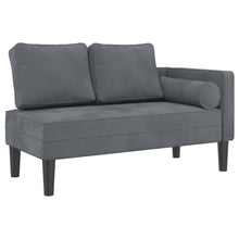 Chaise longue met kussens fluweel donkergrijs
