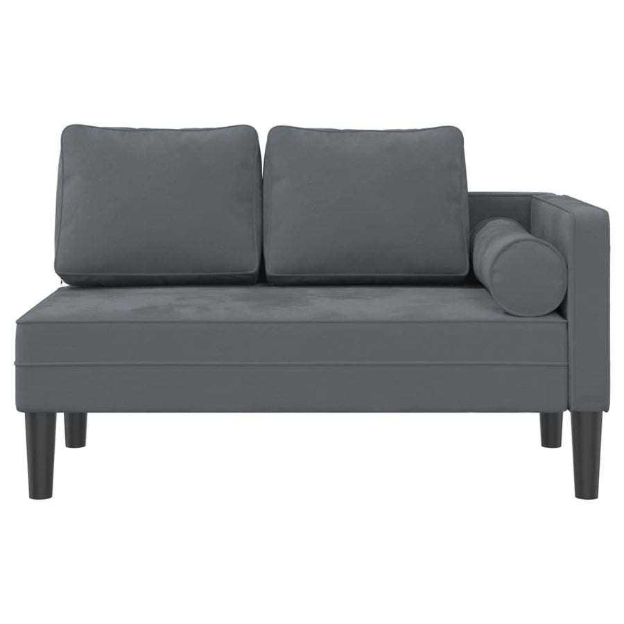 Chaise longue met kussens fluweel donkergrijs