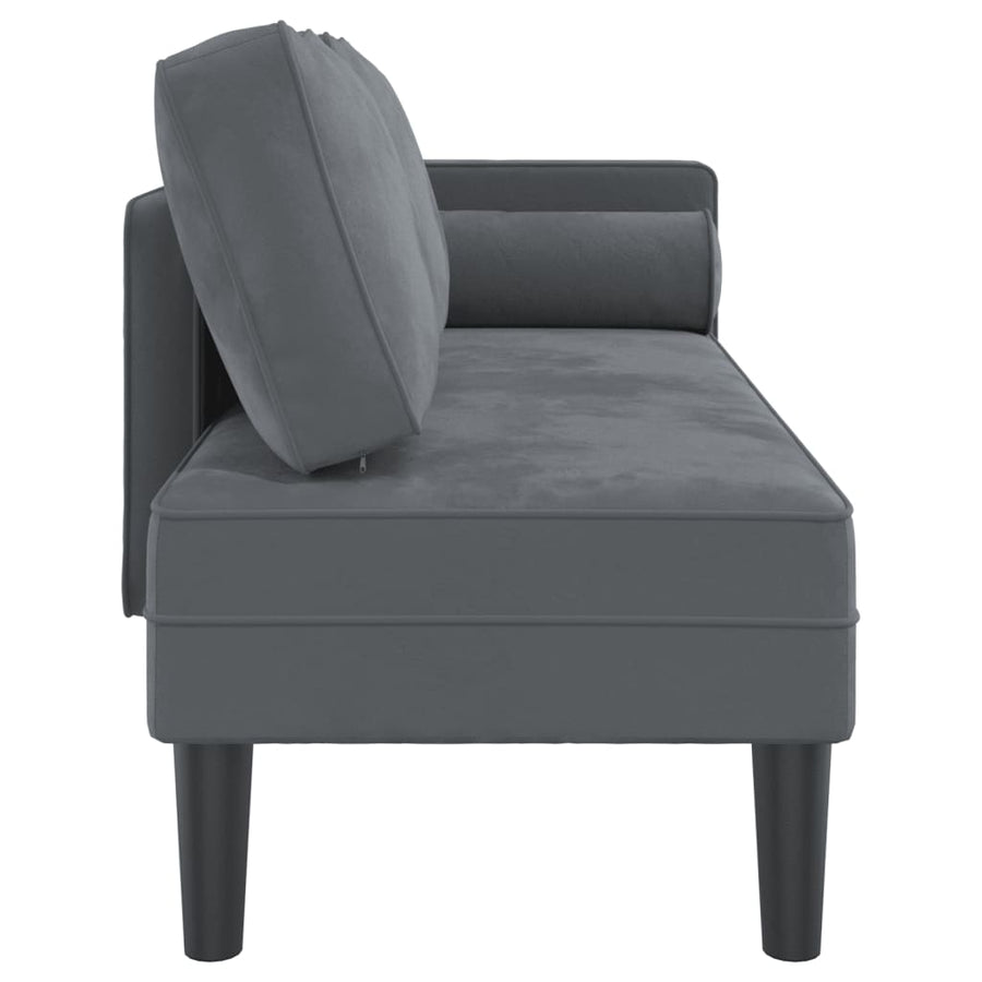Chaise longue met kussens fluweel donkergrijs