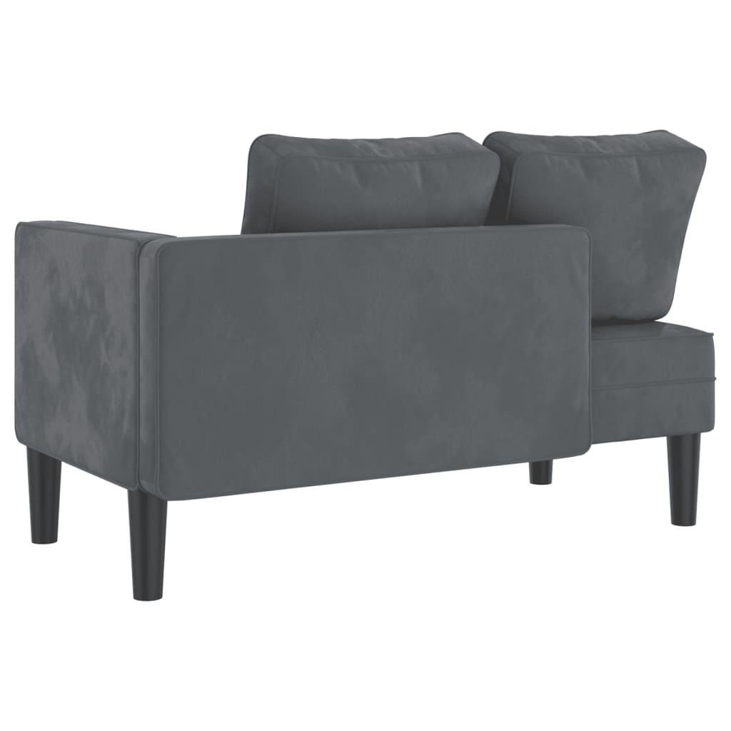 Chaise longue met kussens fluweel donkergrijs