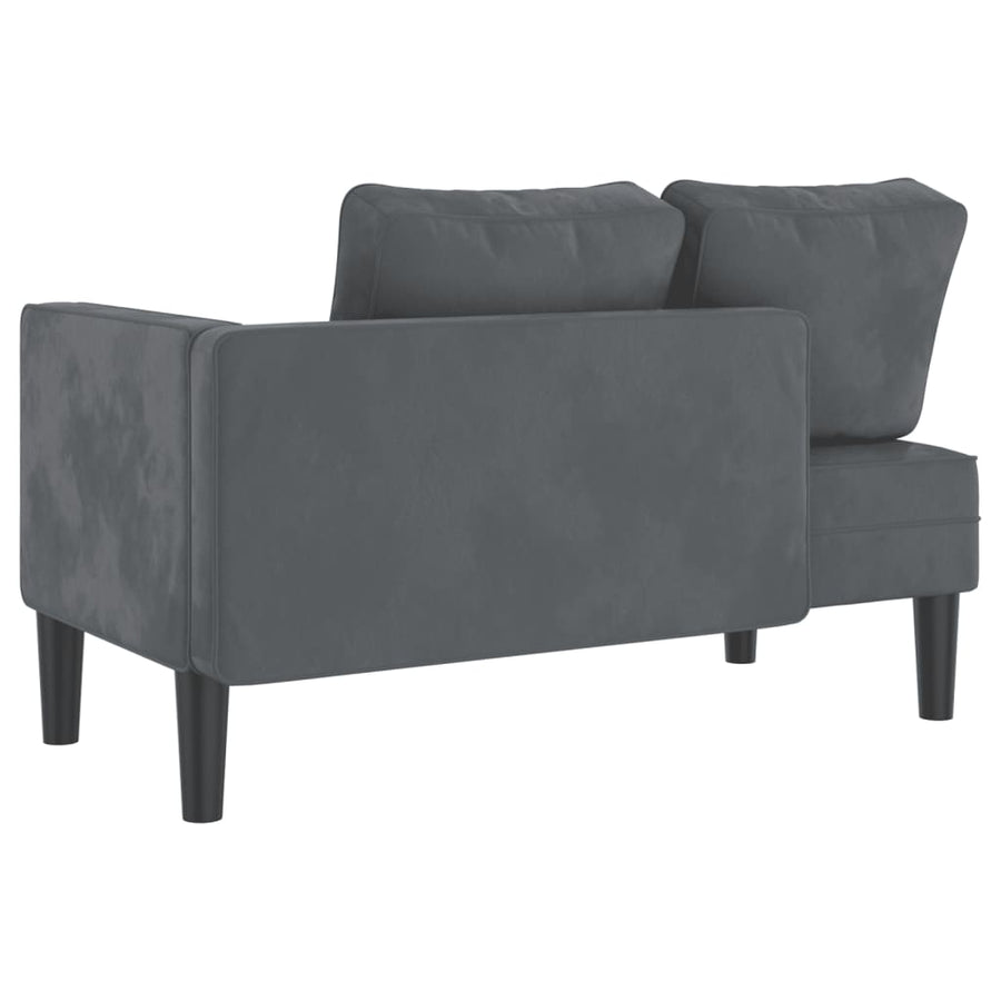 Chaise longue met kussens fluweel donkergrijs