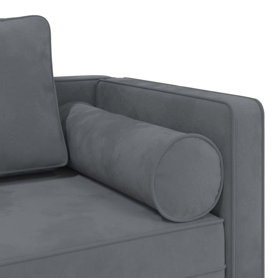 Chaise longue met kussens fluweel donkergrijs