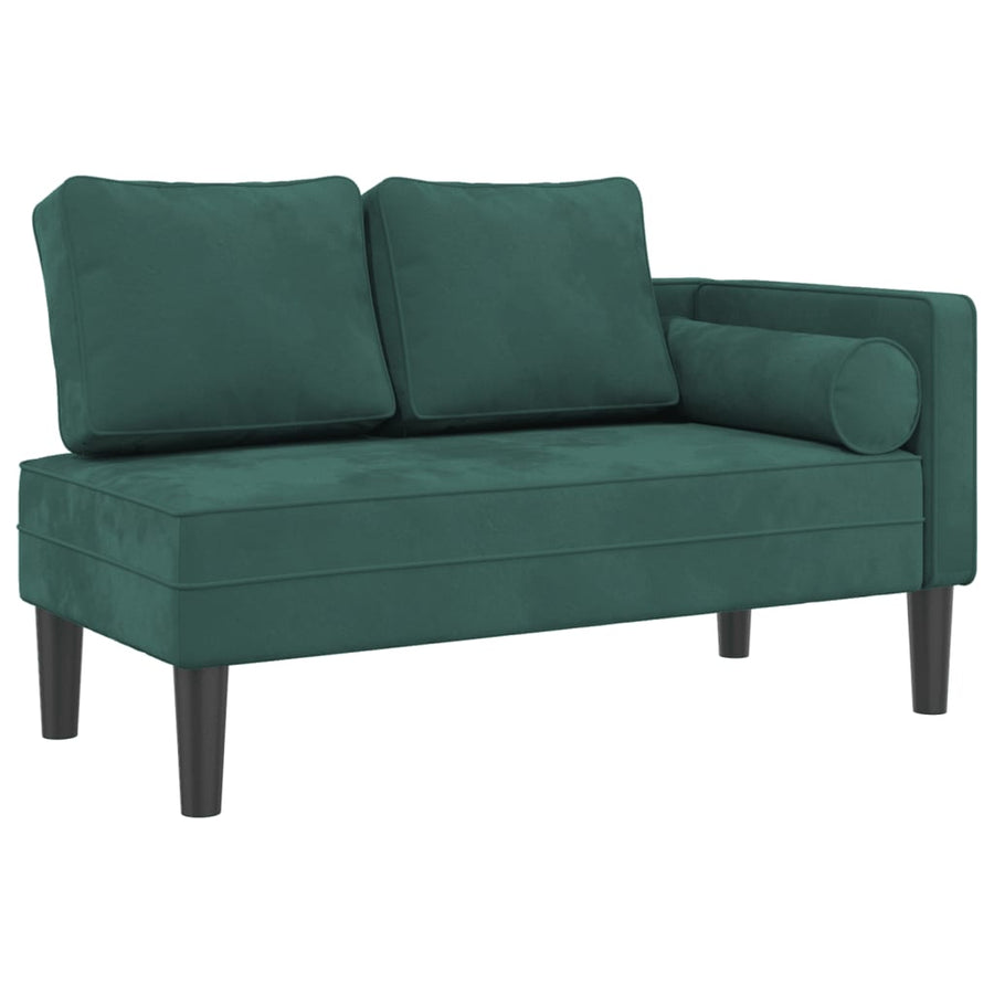 Chaise longue met kussens fluweel donkergroen