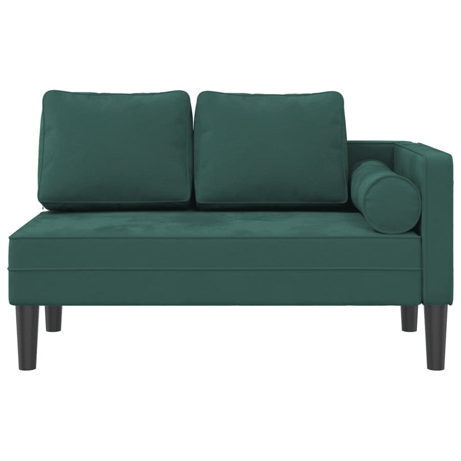 Chaise longue met kussens fluweel donkergroen