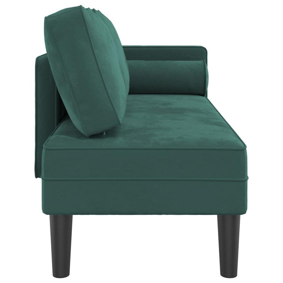 Chaise longue met kussens fluweel donkergroen