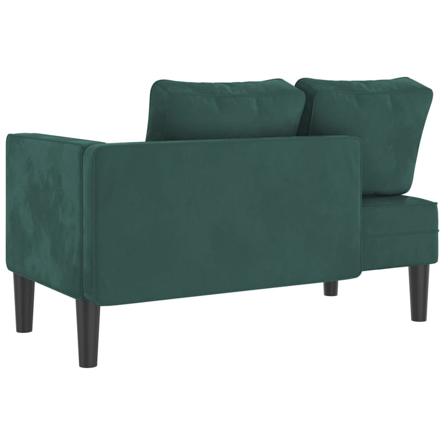 Chaise longue met kussens fluweel donkergroen