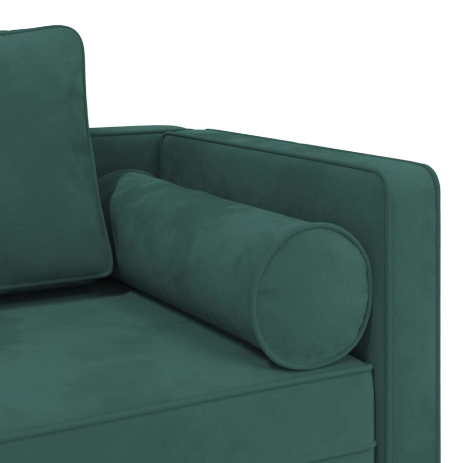 Chaise longue met kussens fluweel donkergroen