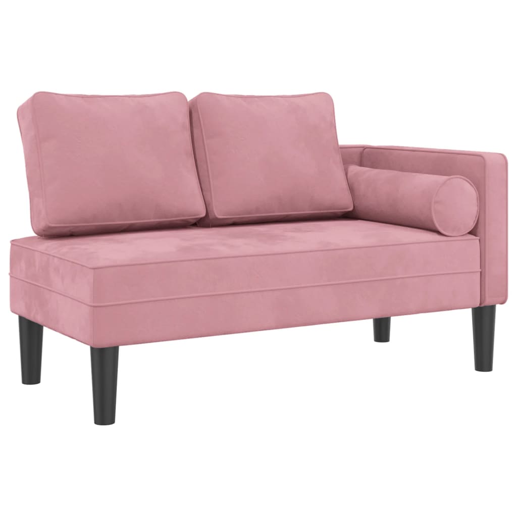 Chaise Longue Met Kussens Fluweel Roze