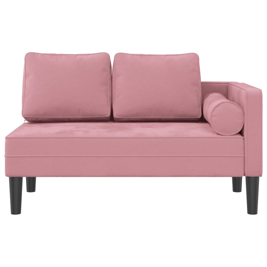 Chaise Longue Met Kussens Fluweel Roze