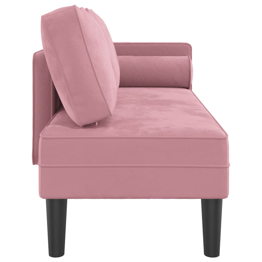 Chaise Longue Met Kussens Fluweel Roze