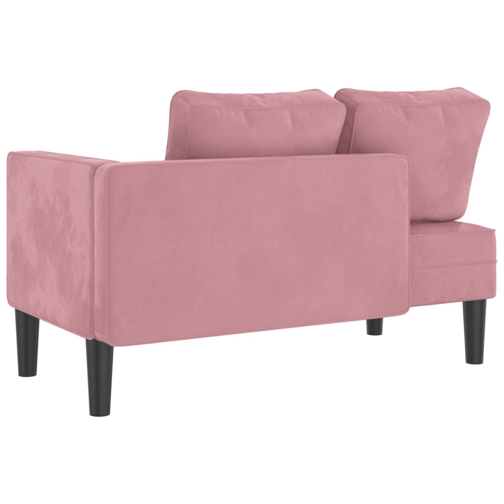 Chaise Longue Met Kussens Fluweel Roze