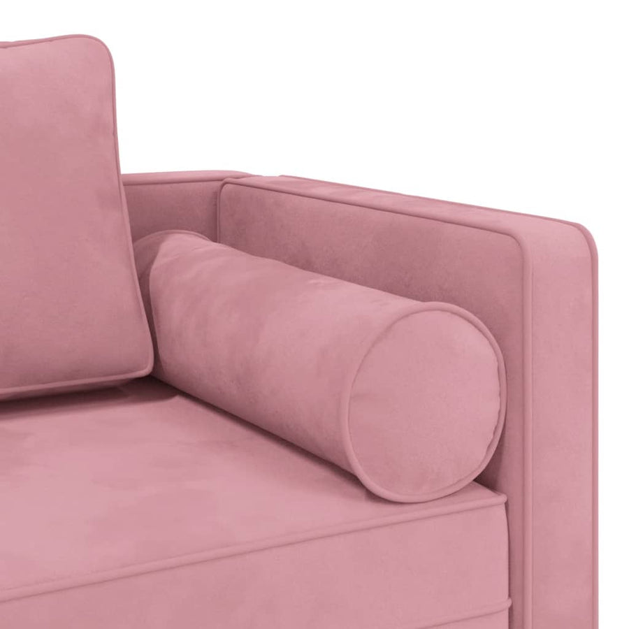 Chaise Longue Met Kussens Fluweel Roze