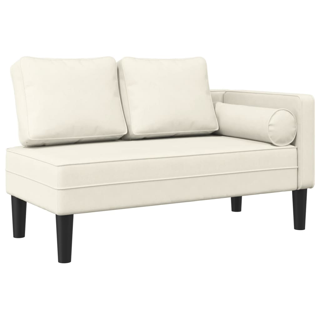 Chaise longue met kussens fluweel crèmekleurig