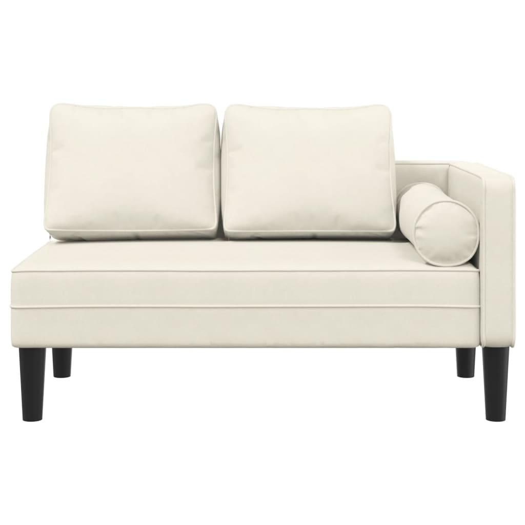 Chaise longue met kussens fluweel crèmekleurig