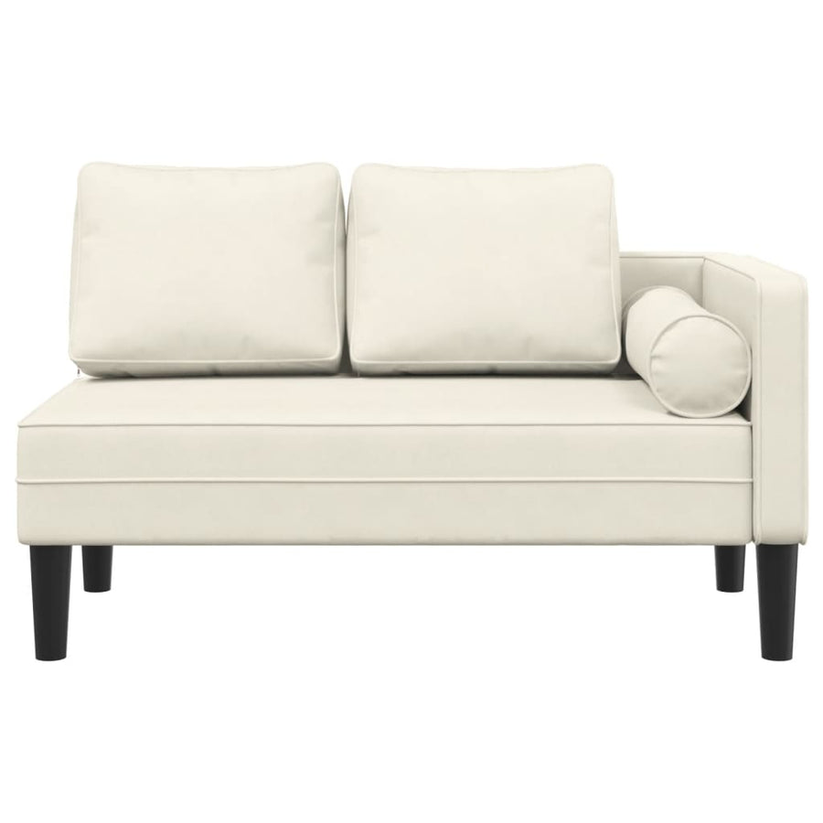 Chaise longue met kussens fluweel crèmekleurig