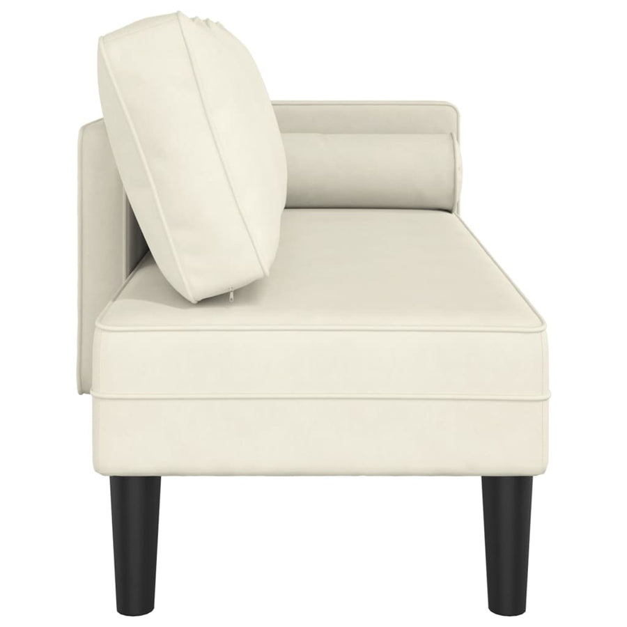 Chaise longue met kussens fluweel crèmekleurig