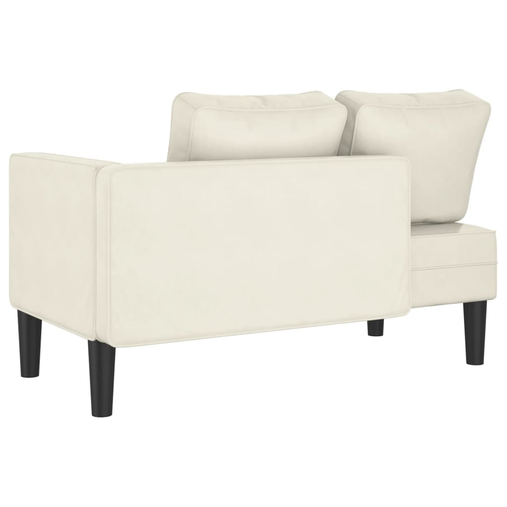 Chaise longue met kussens fluweel crèmekleurig