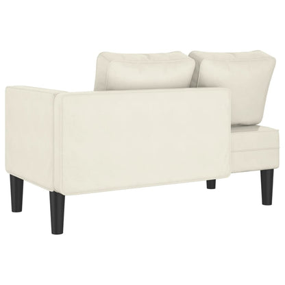 Chaise longue met kussens fluweel crèmekleurig