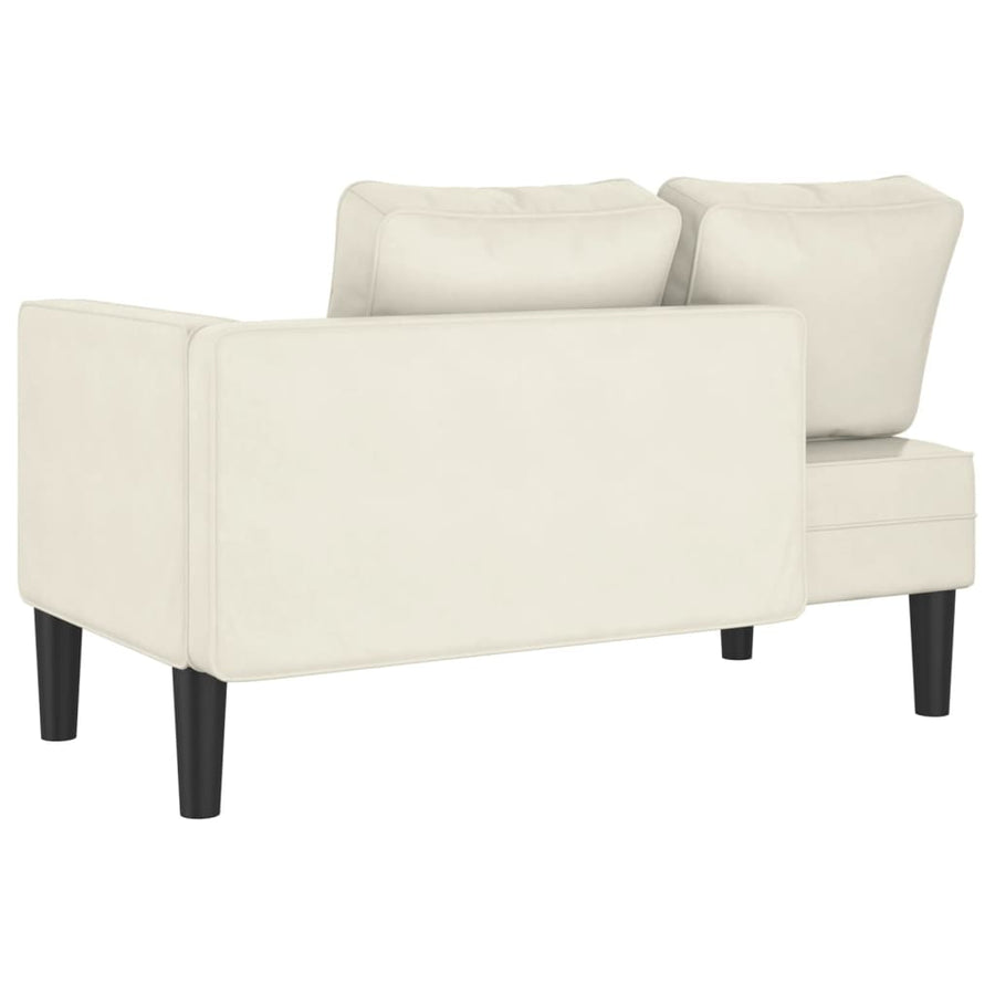 Chaise longue met kussens fluweel crèmekleurig