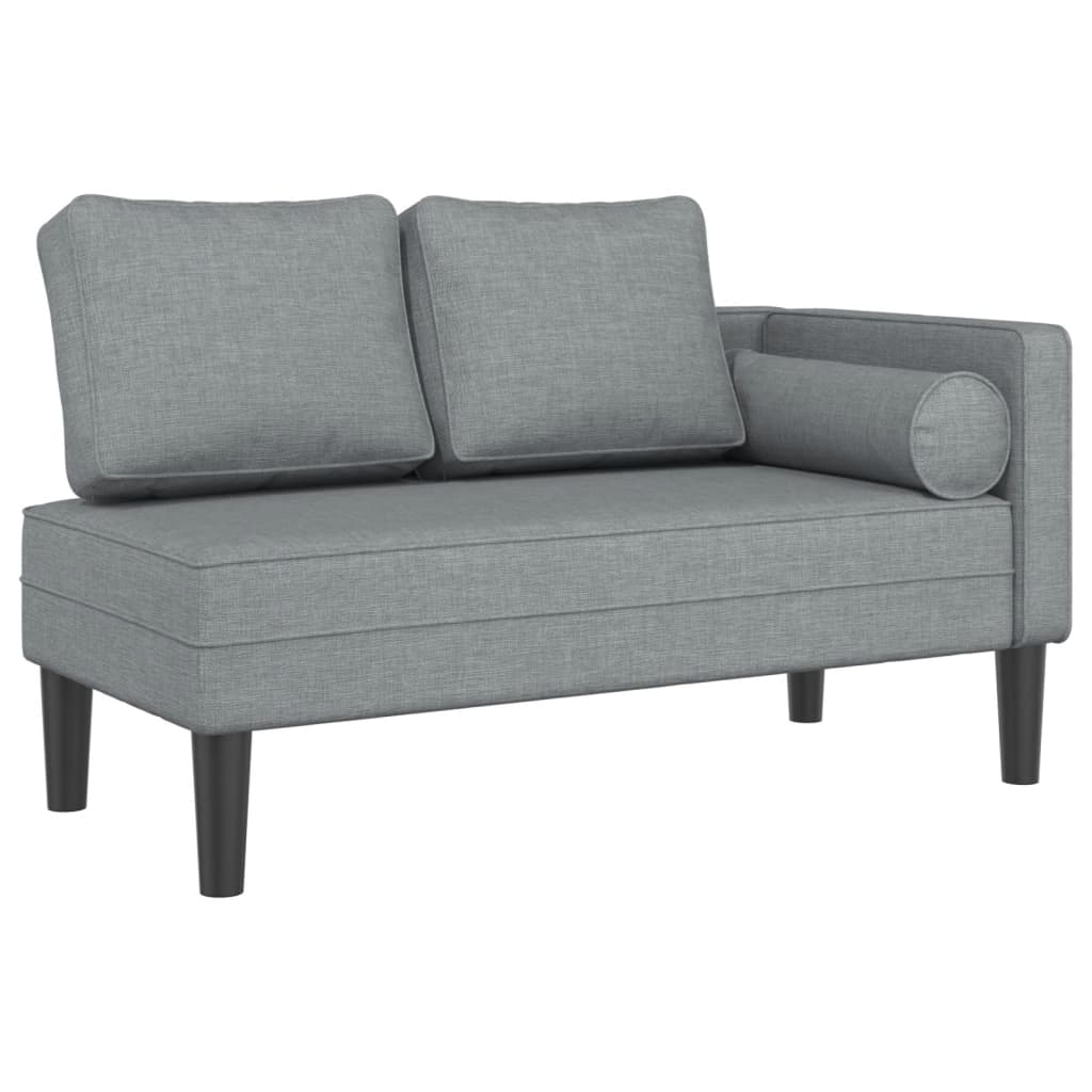 Chaise longue met kussens stof lichtgrijs