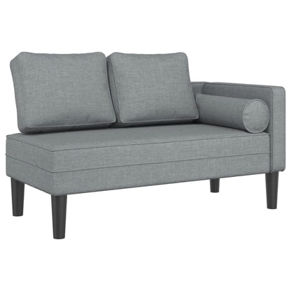 Chaise longue met kussens stof lichtgrijs