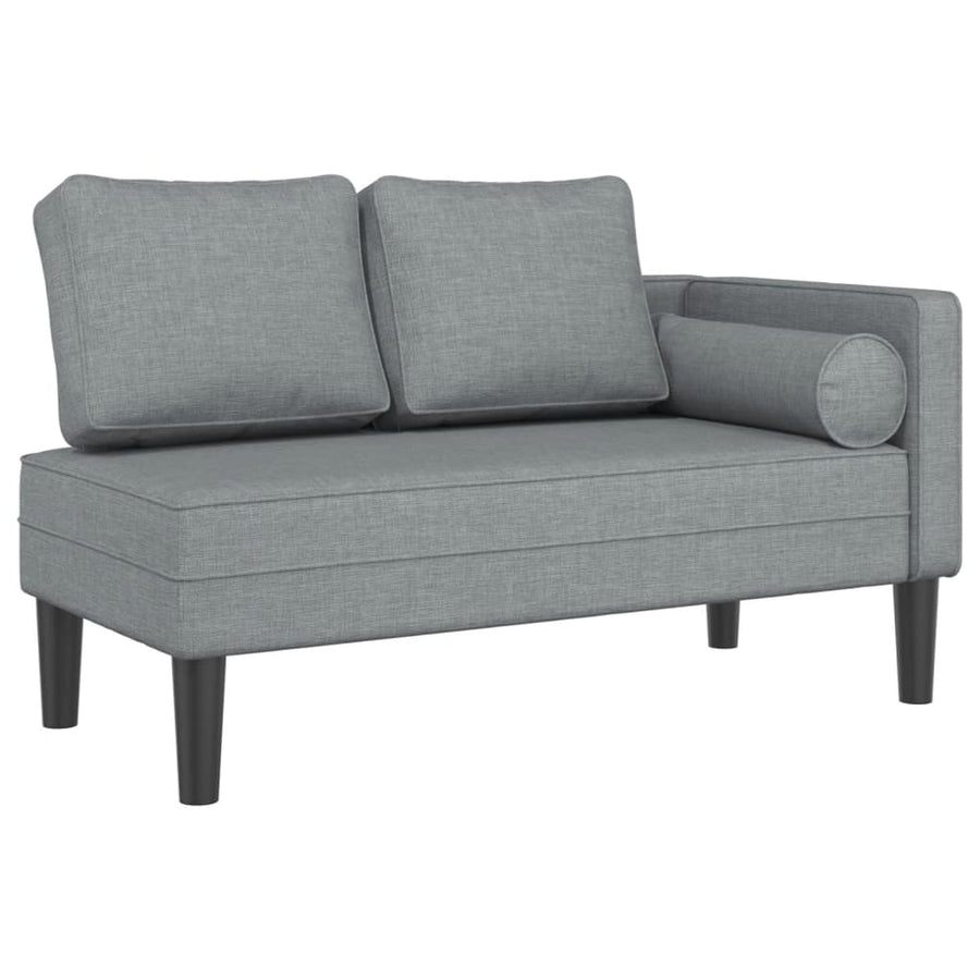 Chaise longue met kussens stof lichtgrijs