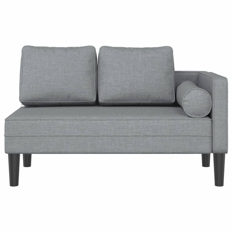 Chaise longue met kussens stof lichtgrijs