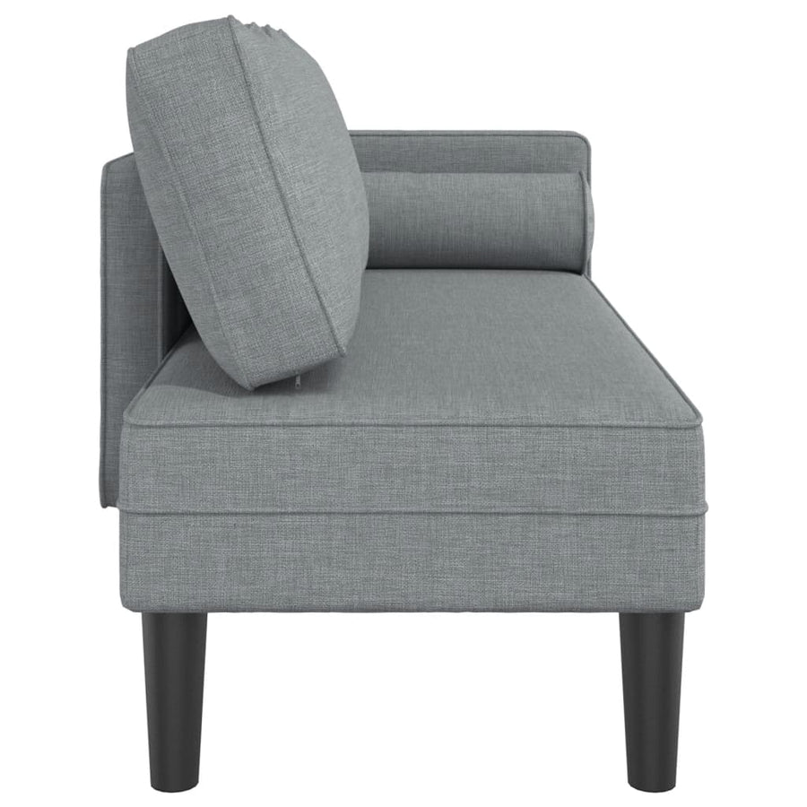 Chaise longue met kussens stof lichtgrijs