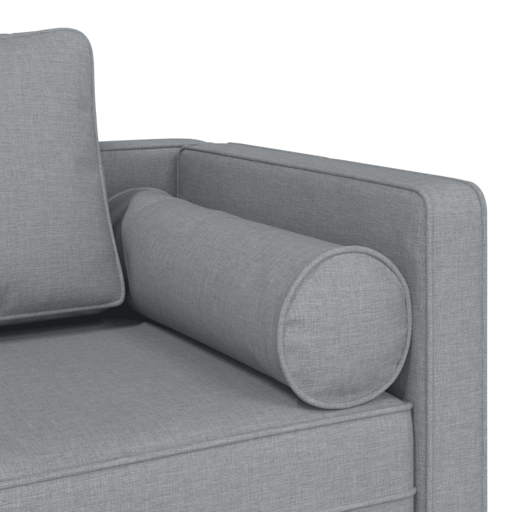 Chaise longue met kussens stof lichtgrijs