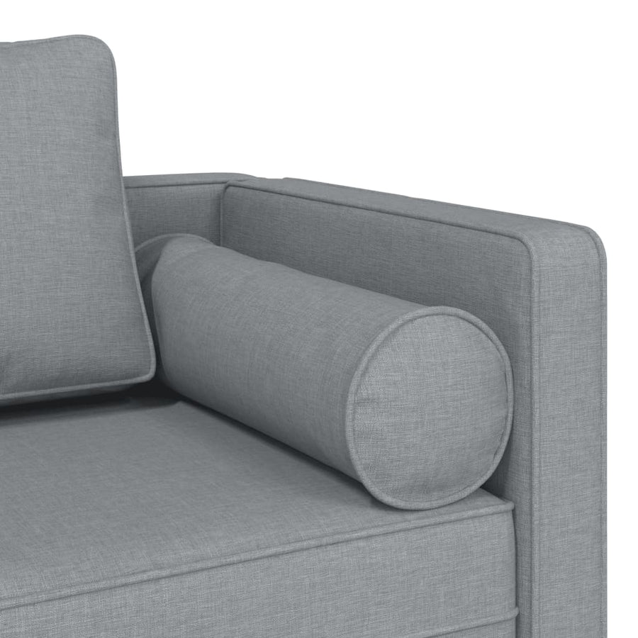 Chaise longue met kussens stof lichtgrijs