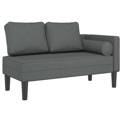 Chaise longue met kussens stof donkergrijs