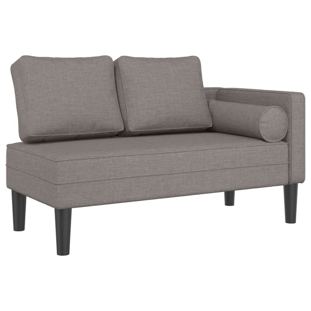 Chaise longue met kussens stof taupe