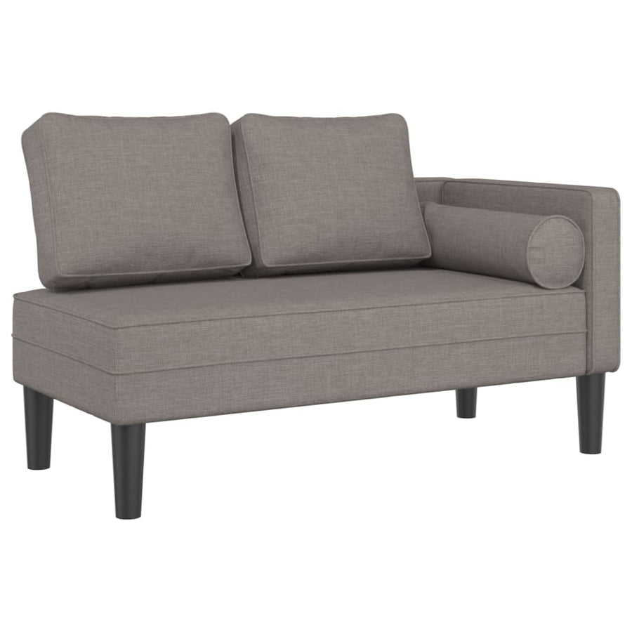 Chaise longue met kussens stof taupe