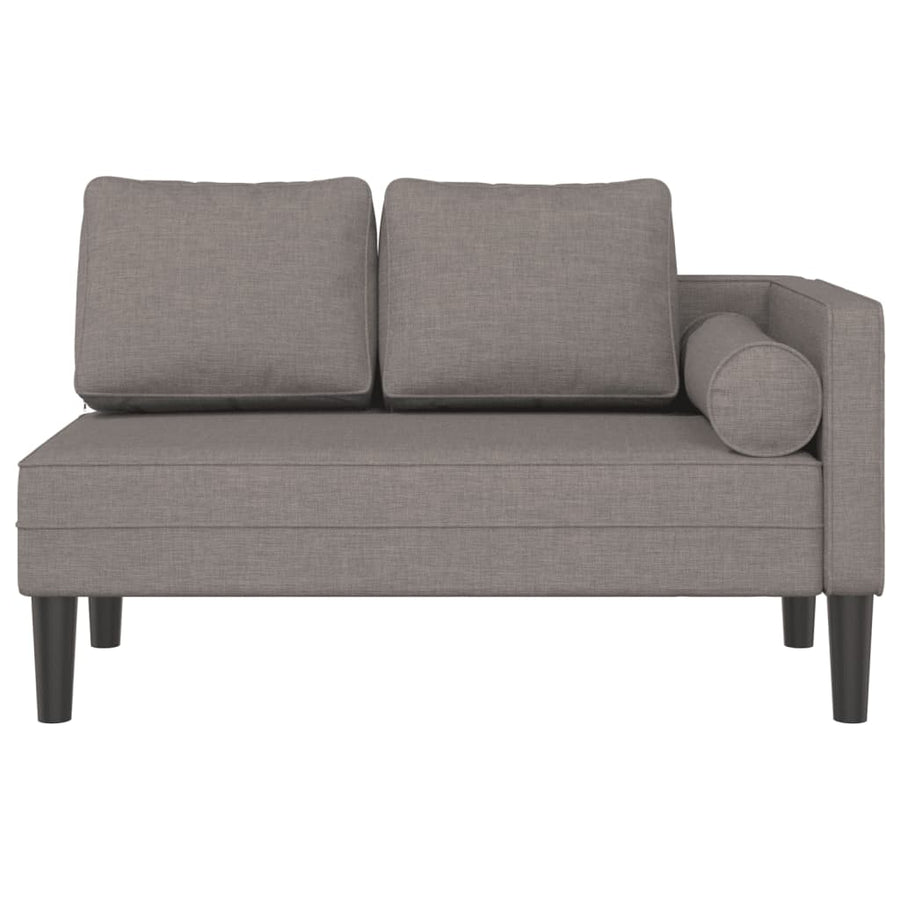 Chaise longue met kussens stof taupe
