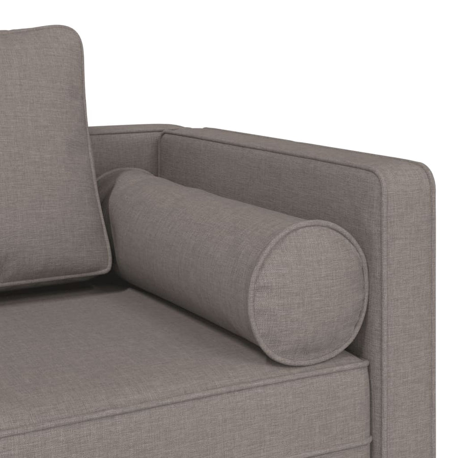 Chaise longue met kussens stof taupe