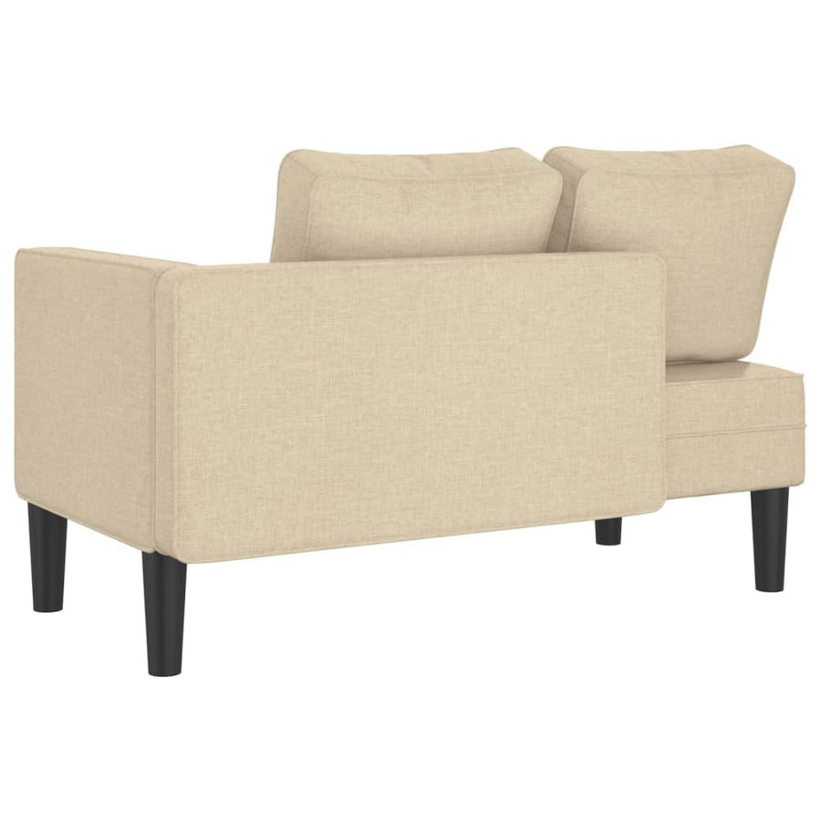 Chaise longue met kussens stof crèmekleurig