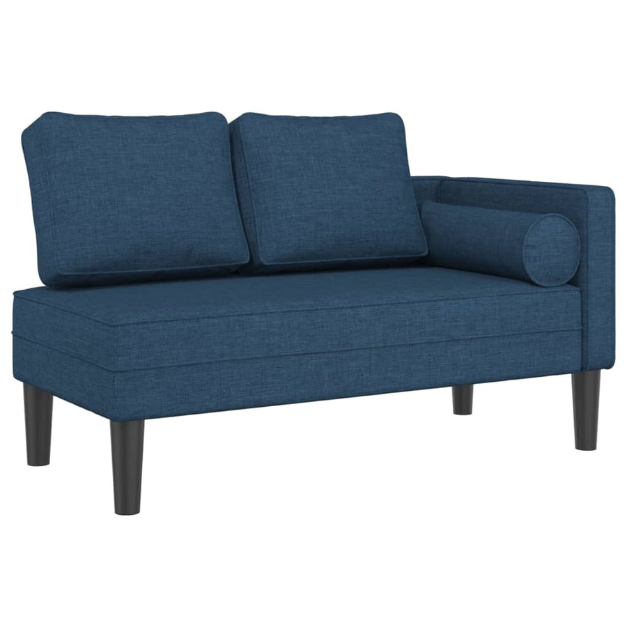Chaise longue met kussens stof blauw
