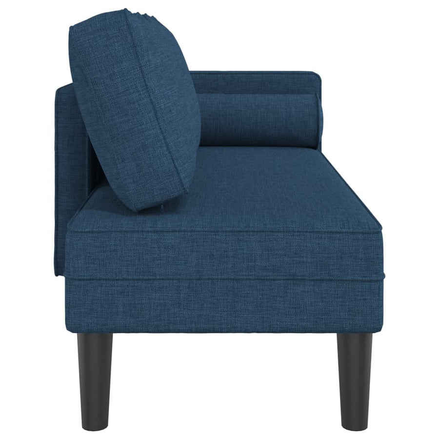 Chaise longue met kussens stof blauw