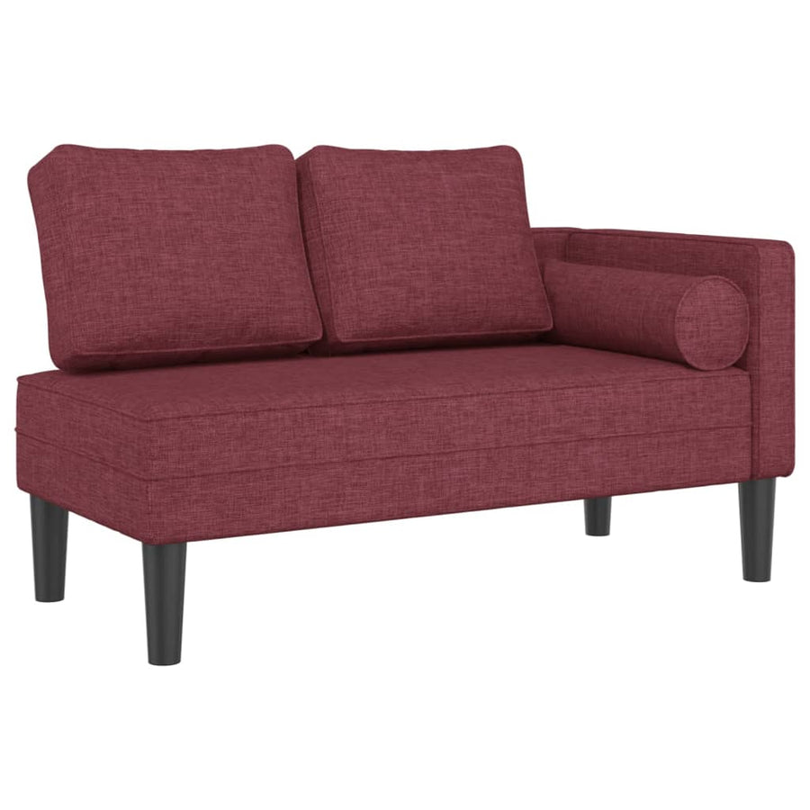 Chaise longue met kussens stof wijnrood