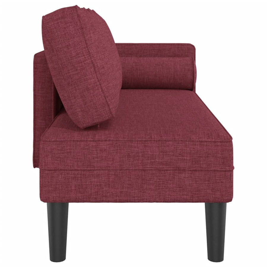 Chaise longue met kussens stof wijnrood