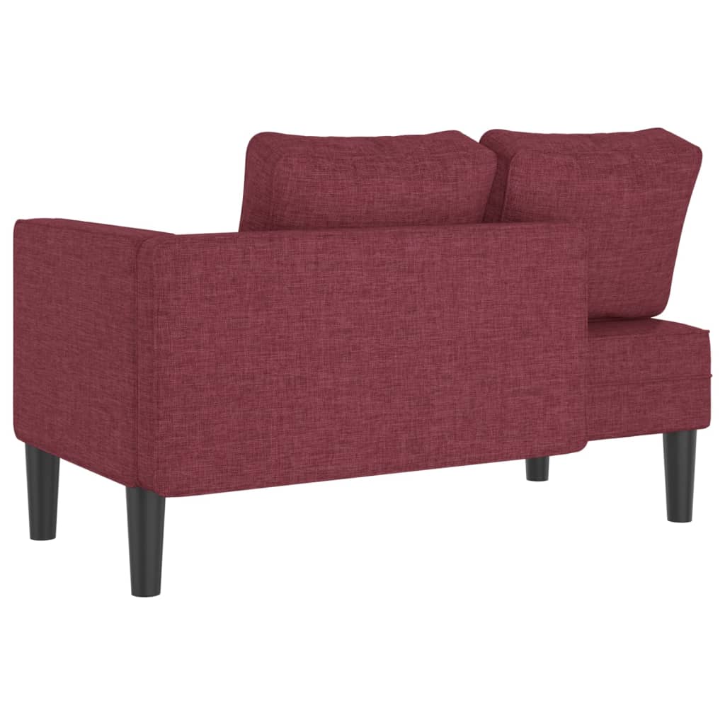 Chaise longue met kussens stof wijnrood