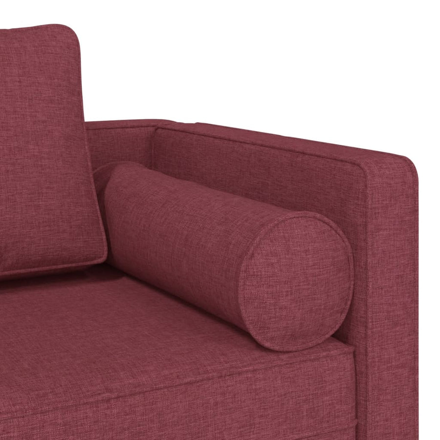 Chaise longue met kussens stof wijnrood