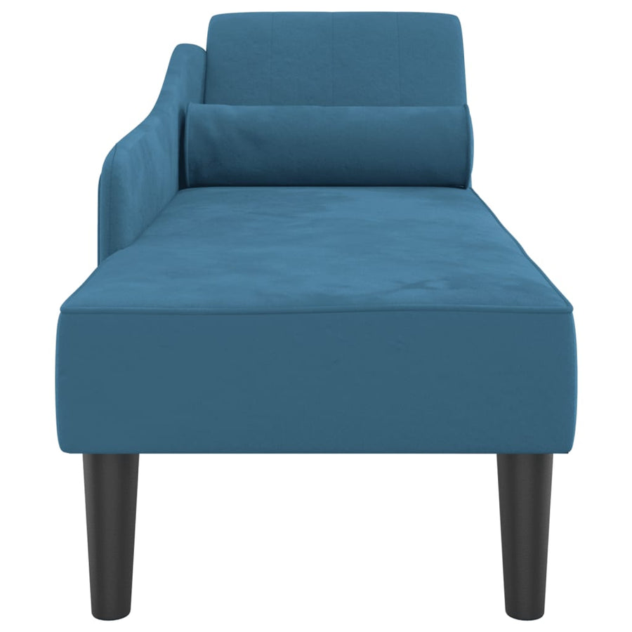 Chaise longue met kussens fluweel blauw