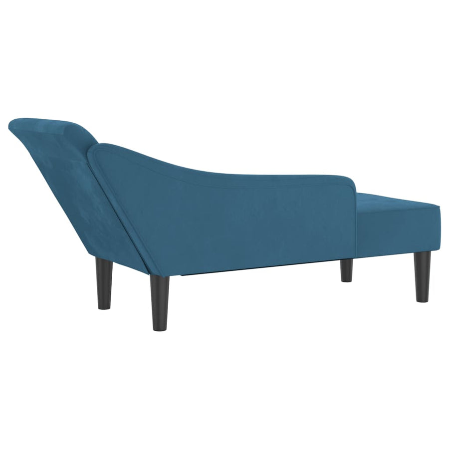 Chaise longue met kussens fluweel blauw