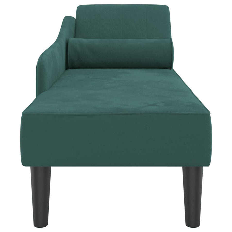 Chaise longue met kussens fluweel donkergroen