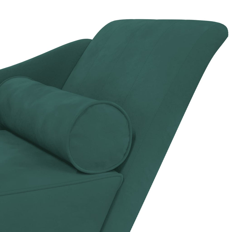 Chaise longue met kussens fluweel donkergroen