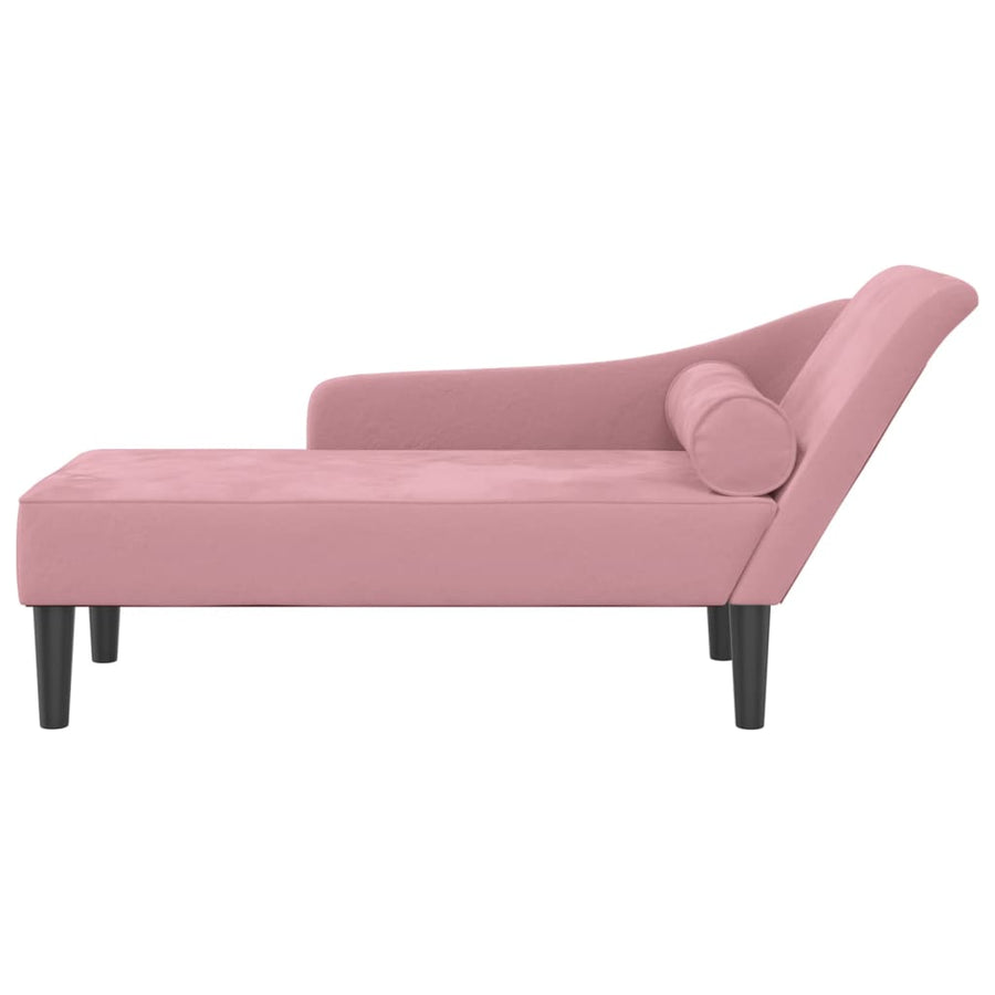 Chaise Longue Met Kussens Fluweel Roze
